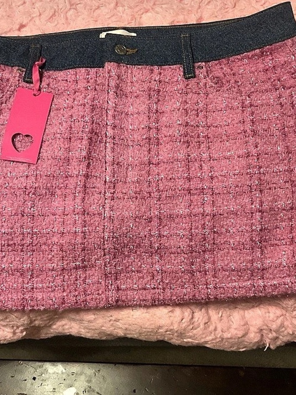 VS PINK x Legally Blonde Pink Tweed Denim Mini Skirt Size 14 NWT